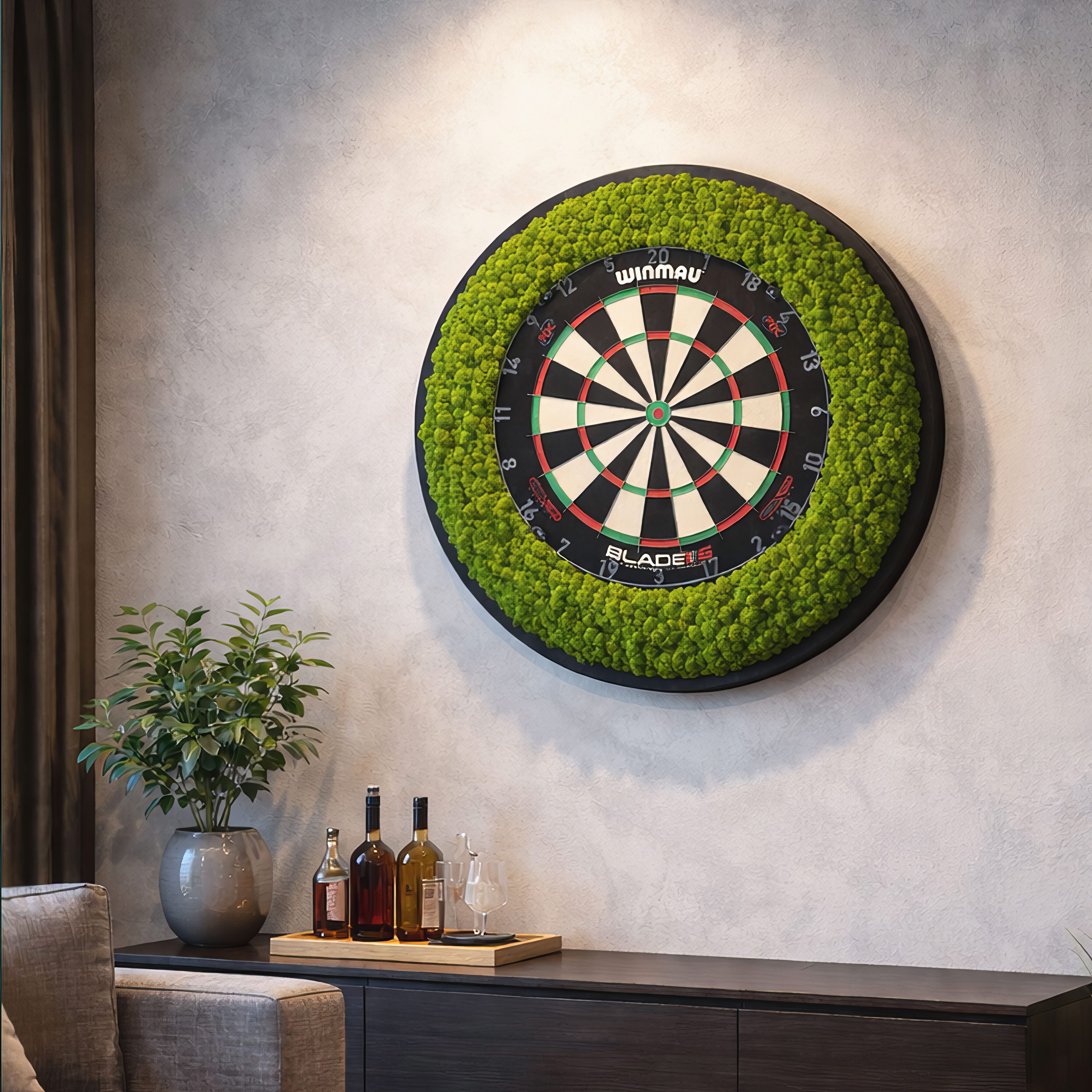 MOOSMOOS GAME ON - Dart Surround – Premium Dartschutz aus echtem Islandmoos