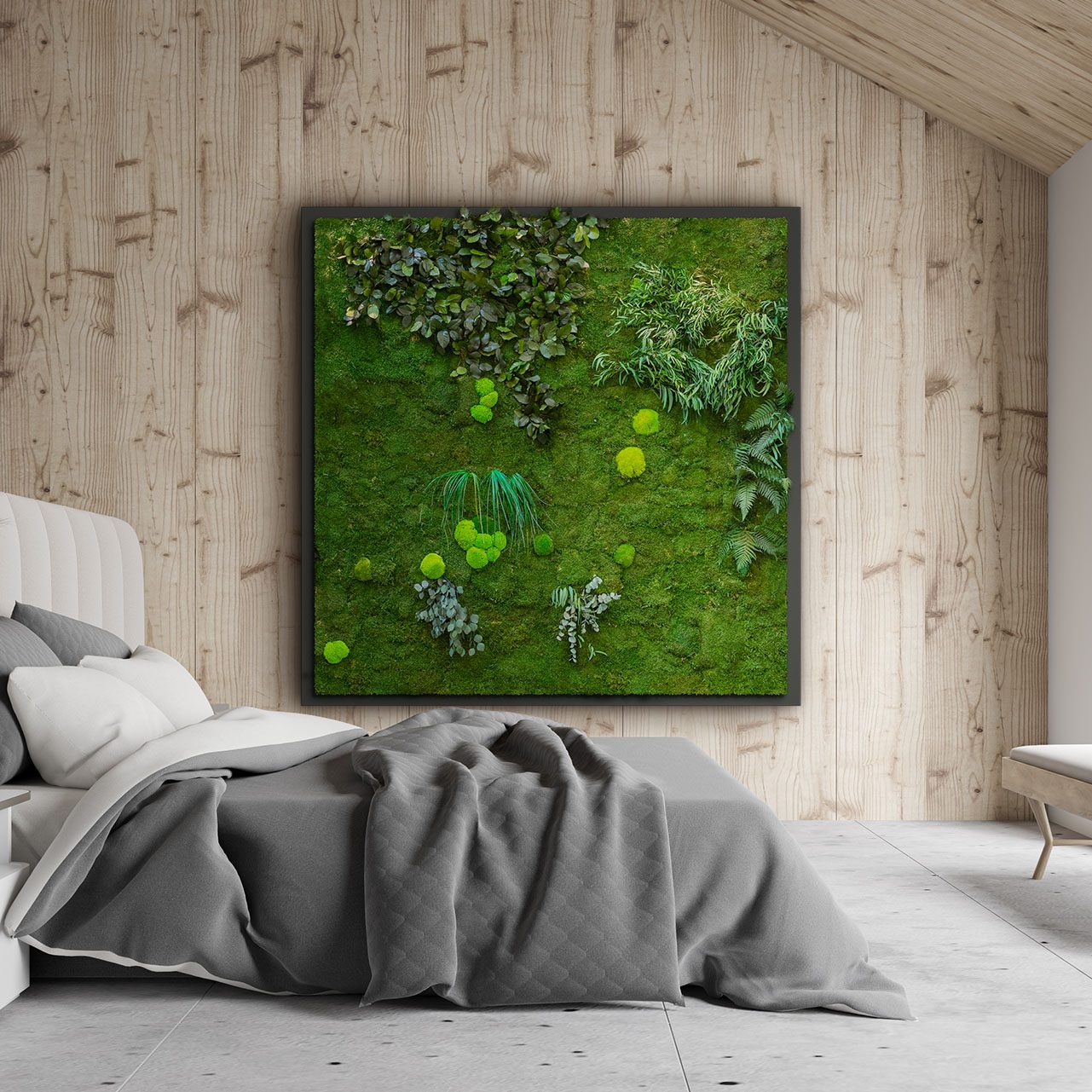 Moosbild Gigant Plateau London Eye 3 eckig 160 x 160 cm Holzfaserplatte schwarz lackiert matt - 1