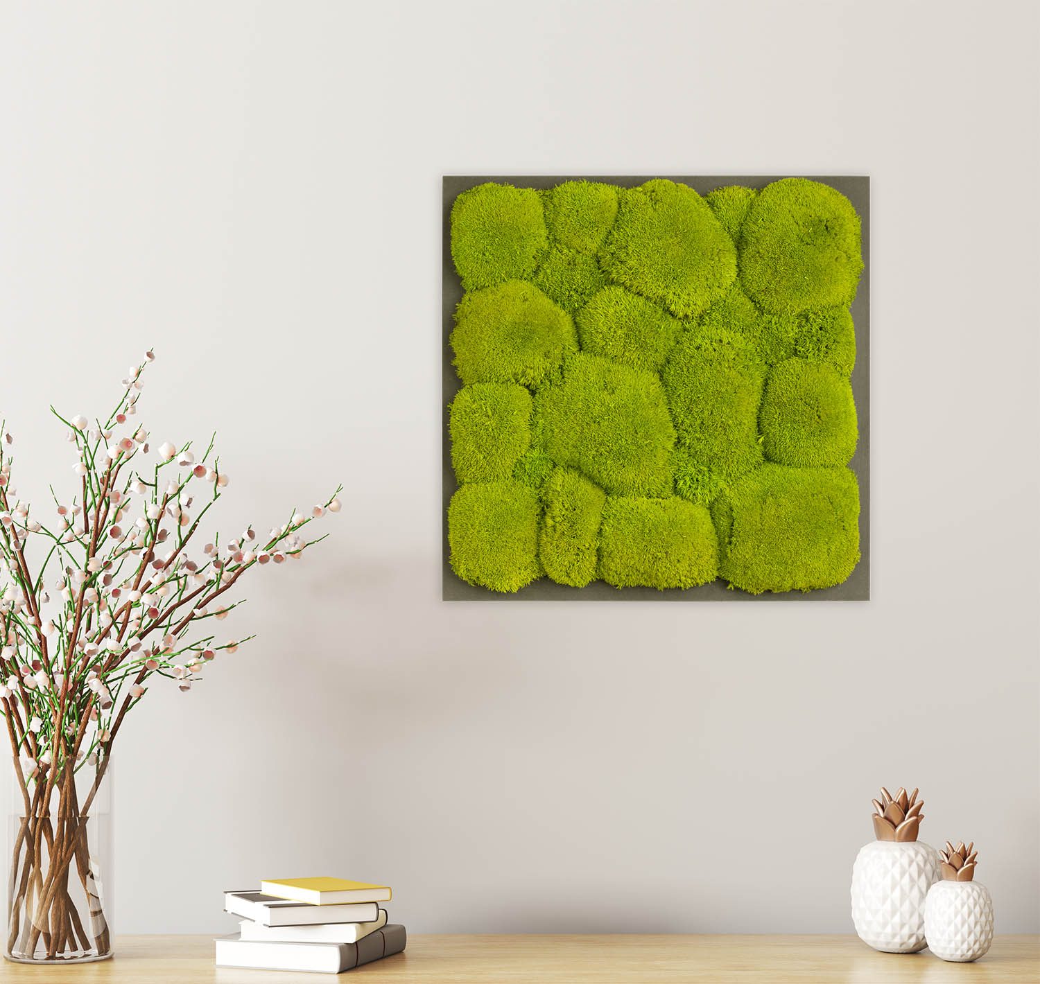 Moosbild mit Kugelmoos - 35 x 35 cm - Holzfaserplatte - 1