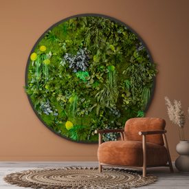 Moosbild Gigant Rund Nature Eye London No. 1 Dschungel auf Holzfaserplatte schwarz lackiert matt - 1