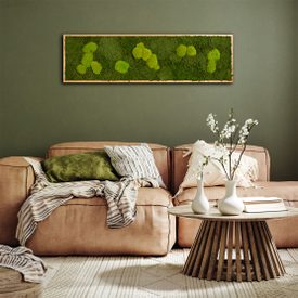 Moosbild mit Kugelmoos und Waldmoos - 140 x 40 cm - 1