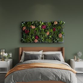 Moosbild Gigant Wild Hydrangea verschied. Größen auf Holzfaserplatte anthrazit - 1