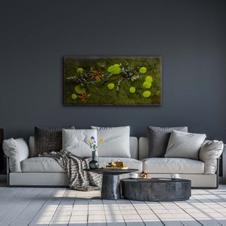 Moosbild Gigant Pflanze 150 x 75 cm auf Holzfaserplatte anthrazit - 1